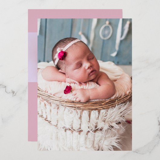 Manuscript Lettering Baby geboorteaankondigingen Folie Uitnodiging (Voorkant / Achterkant)