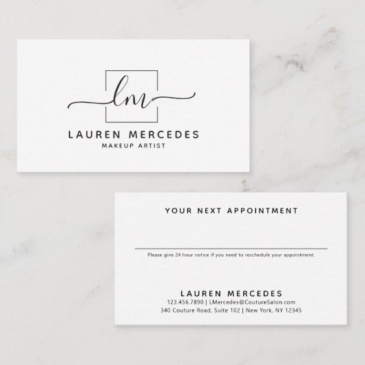 Manuscript Logo Hairdresser Business Appointment C Afsprakenkaartje (Voorkant / Achterkant)