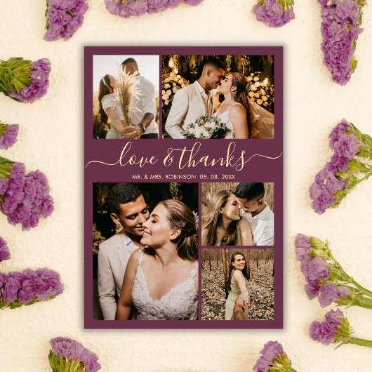 Manuscript Love and Bedankt Bordo Photo Collage We