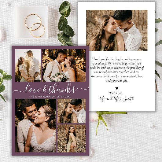 Manuscript Love and Bedankt Mauve Photo Collage We