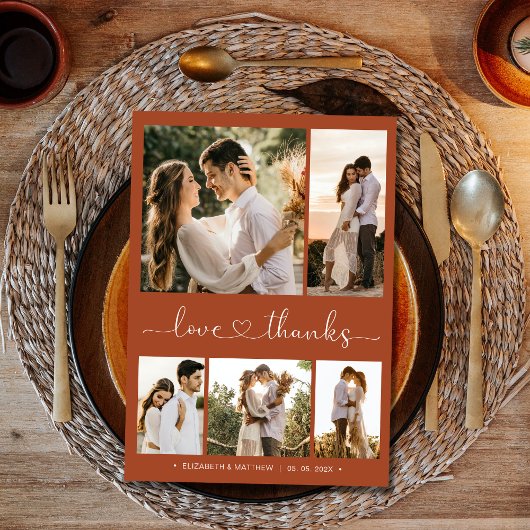 Manuscript Love and Bedankt Terracotta Photo Weddi