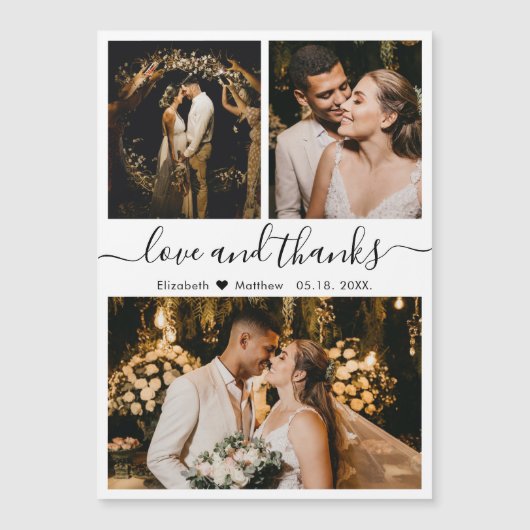 Manuscript Love and Bedankt Wedding 3 Photo Collag (Voorkant)