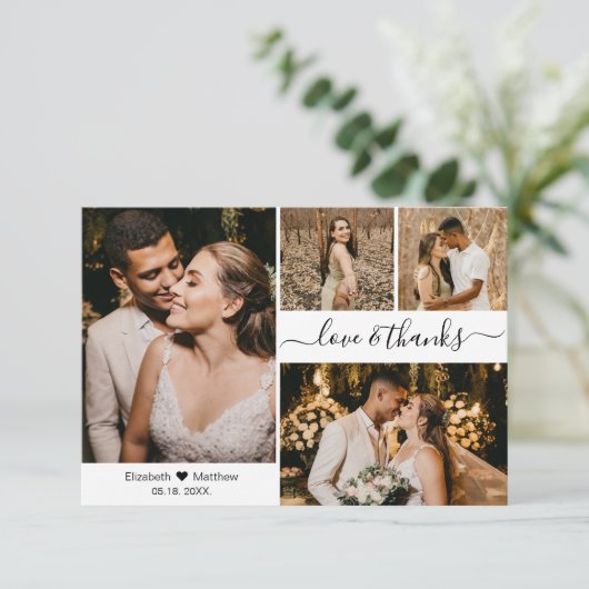 Manuscript Love and Bedankt Wedding 4 Photo Collag (Staand voorkant)