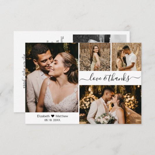 Manuscript Love and Bedankt Wedding 4 Photo Collag (Voorkant / Achterkant)