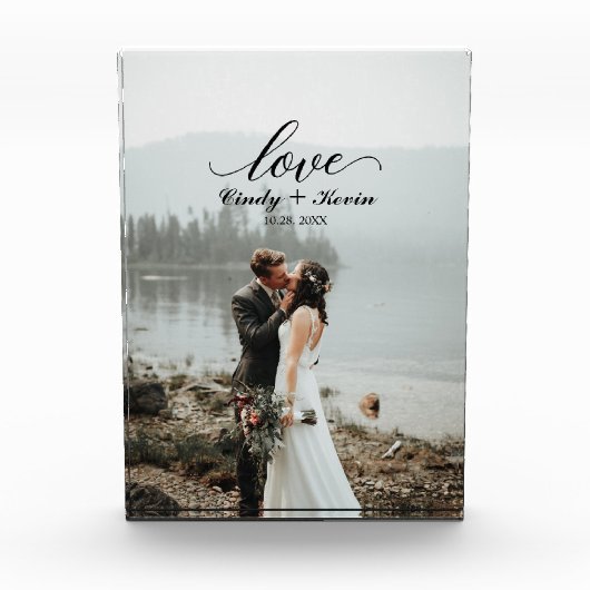 Manuscript Love Personalized Wedding Bride Groom Fotoblokken (Voorkant)