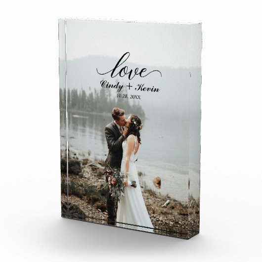 Manuscript Love Personalized Wedding Bride Groom Fotoblokken (Rechts)