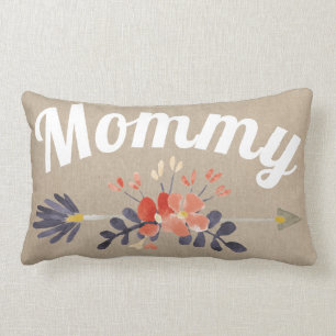 Manuscript mammie Floral Arrow Burlap Pillow Kussen
