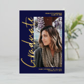 Manuscript marine gold afstuderen 4 foto's afstude folie uitnodiging (Staand Voorkant)