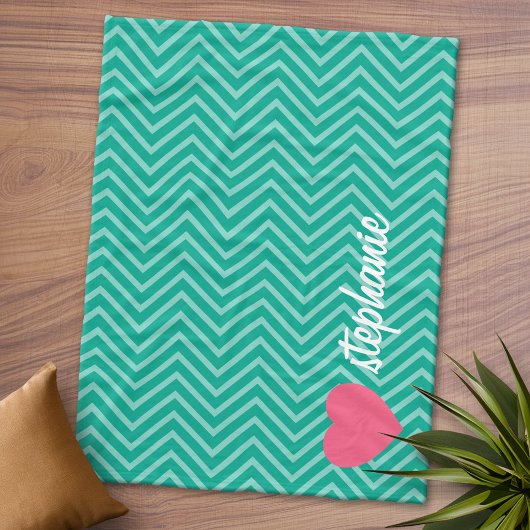 Manuscript Meisjes Roze Heart en Trendy Chevrons Fleece Deken