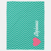 Manuscript Meisjes Roze Heart en Trendy Chevrons Fleece Deken (Voorkant)