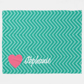 Manuscript Meisjes Roze Heart en Trendy Chevrons Fleece Deken (Voorkant (Horizontaal))