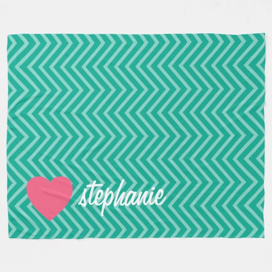 Manuscript Meisjes Roze Heart en Trendy Chevrons Fleece Deken (Voorkant (Horizontaal))