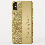 Manuscript meisjesGlam Gold Glitter Monogram Case-Mate iPhone Case (Achterkant)
