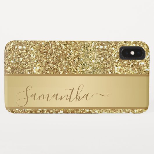 Manuscript meisjesGlam Gold Glitter Monogram Case-Mate iPhone Case (Achterkant (horizontaal))