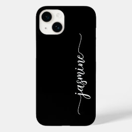 Manuscript meisjesminimalistische zwarte monogram Case-Mate iPhone 14 hoesje