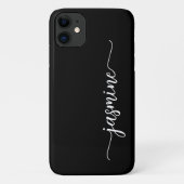 Manuscript meisjesminimalistische zwarte monogram Case-Mate iPhone case (Achterkant)
