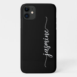 Manuscript meisjesminimalistische zwarte monogram Case-Mate iPhone case