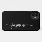 Manuscript meisjesminimalistische zwarte monogram Case-Mate iPhone case (Achterkant (horizontaal))