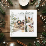 Manuscript Merry kerstBerry Photo Holiday Kaart<br><div class="desc">De moderne kerstfeestkaart voor foto's biedt de mogelijkheid voor een Peace-,  Love- en Joy-groet met foto's en botanische bessen en bladeren.</div>