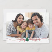 Manuscript Merry kerstboom Red Green 2 Foto Feestdagenkaart (Voorkant)
