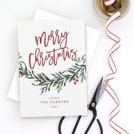 Manuscript Merry kerstBranch Business Holiday Kaart