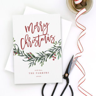 Manuscript Merry kerstBranch Business Holiday Kaart