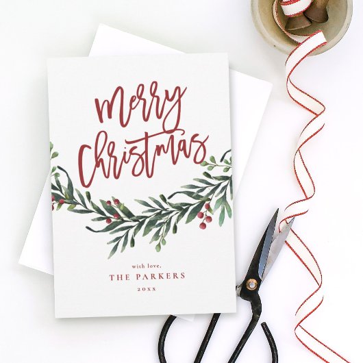 Manuscript Merry kerstBranch Business Holiday Kaart