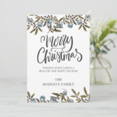 Manuscript Merry Kerstmis Illustrated Bells Feestdagenkaart (Staand voorkant)