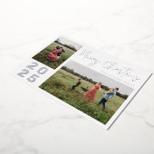 Manuscript Merry Kerstne Twee Familie Foto Zilver Folie Feestdagenkaart (Gedraaid)