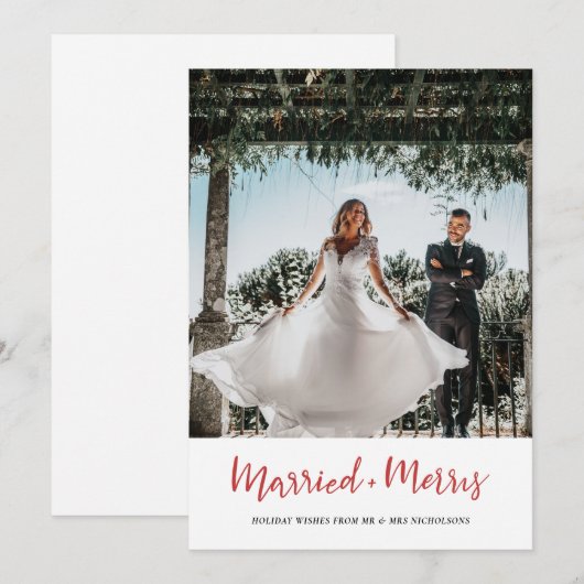 Manuscript met gehuwde en prettige kersthandgeschr feestdagenkaart (Voorkant / Achterkant)