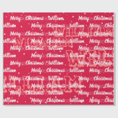 Manuscript met Heart Merry kerstnaam rood Cadeaupapier (Vlak)