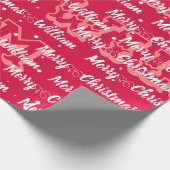 Manuscript met Heart Merry kerstnaam rood Cadeaupapier (Hoek)