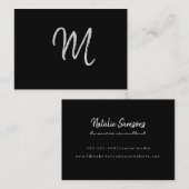 Manuscript minimalistisch Monogram op Zwart Visitekaartje (Voorkant / Achterkant)