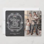 Manuscript Mistletoes van Chalkboard Merry Kerstfo Feestdagenkaart (Voorkant)
