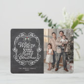 Manuscript Mistletoes van Chalkboard Merry Kerstfo Feestdagenkaart (Staand voorkant)
