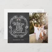 Manuscript Mistletoes van Chalkboard Merry Kerstfo Feestdagenkaart (Voorkant / Achterkant)