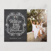 Manuscript Mistletoes van Chalkboard Merry Kerstfo Feestdagenkaart (Voorkant)