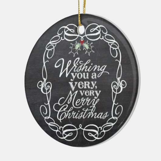 Manuscript Mistletoes van Chalkboard Merry Kerstfo Keramisch Ornament (Links)