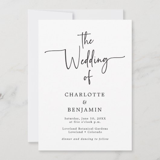 Manuscript Modern Minimalist Wedding Invitations Kaart (Voorkant)