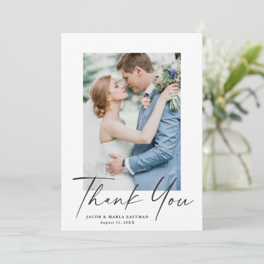 Manuscript Modern Wedding Bedankkaart (Staand voorkant)