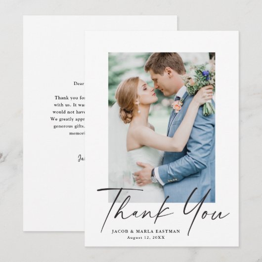 Manuscript Modern Wedding Bedankkaart (Voorkant / Achterkant)