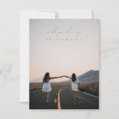 Manuscript Moderne Elegant Bridesmaid-conceptkaart Kaart (Voorkant)