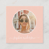 Manuscript Moderne Foto Blush Pink Social Media Contactkaartje (Voorkant)