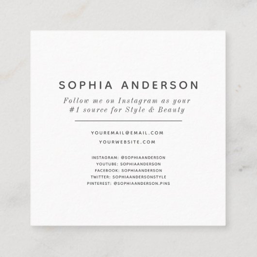 Manuscript Moderne Minimale Eenvoudige Foto Social Contactkaartje (Achterkant)