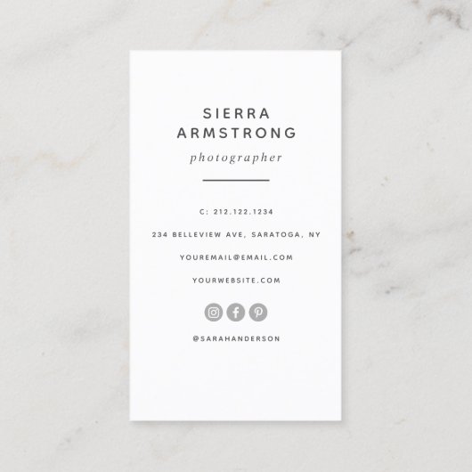 Manuscript Moderne Typografie Fotograaf QR Code Visitekaartje (Achterkant)