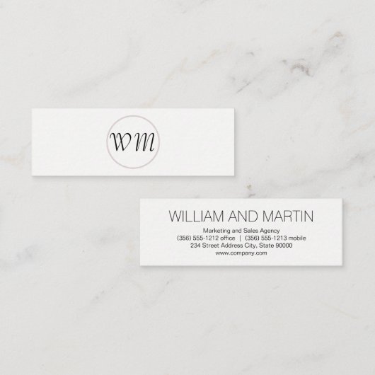 Manuscript Monogram / bedrijf Mini Visitekaartje (Voorkant / Achterkant)