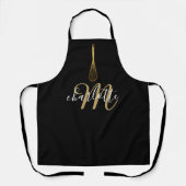 Manuscript Monogram Black en Gold Whisk Schort (Voorkant)