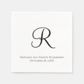 Manuscript Monogram Black White Elegant Wedding Na Servet (Voorkant)