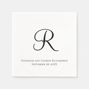 Manuscript Monogram Black White Elegant Wedding Na Servet