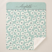 Manuscript Monogram Boho Green White Grey Floral Sherpa Deken (Voorkant)